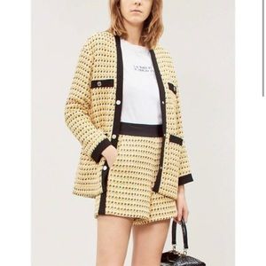 Maje visidore Contrast-Panel Tweed High Waisted Shorts EU Size 36/US Size S